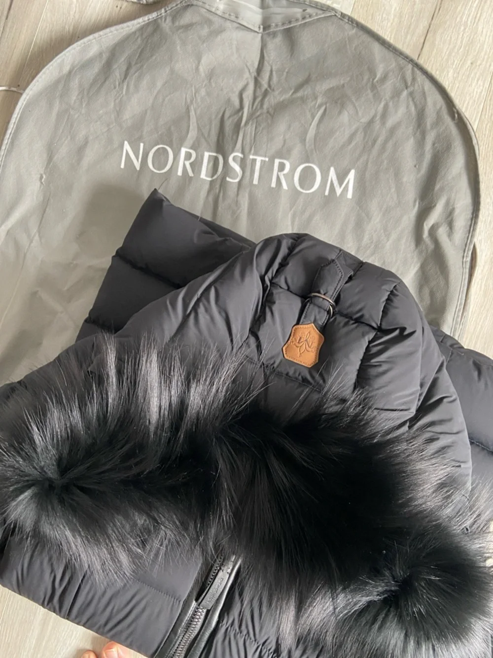 Mackage Calla Black Quilted Down Coat with Fur Trim - Picture 2 of 9